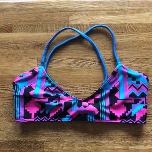 Savage Swim Lodi Reversible Bikini Top Sz S - Black & Multi-colored